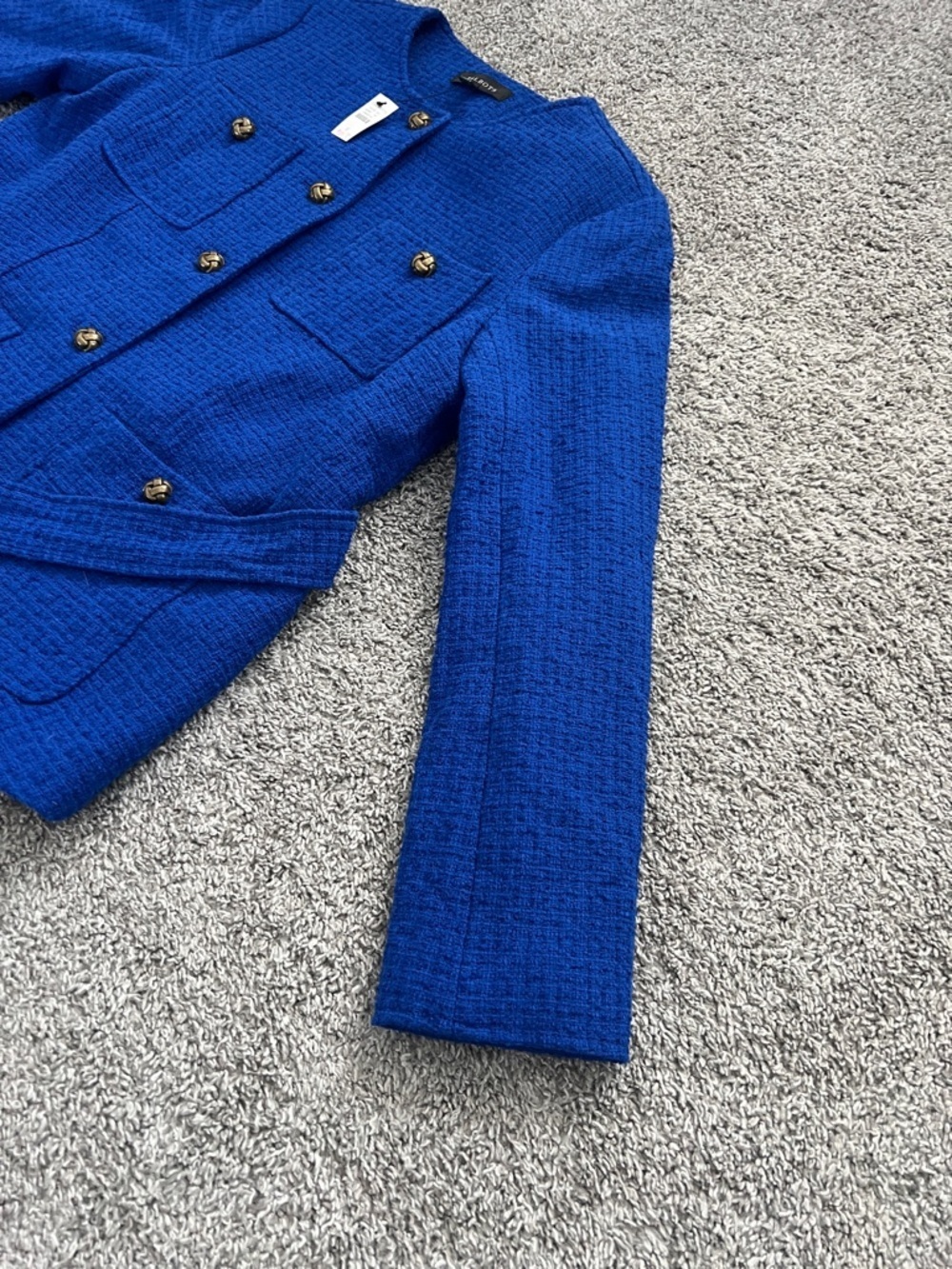 NWT Talbot’s Women’s Cobalt Blue Tweed Tie-Waist Jacket Blazer - Size 8 - Picture 5 of 16